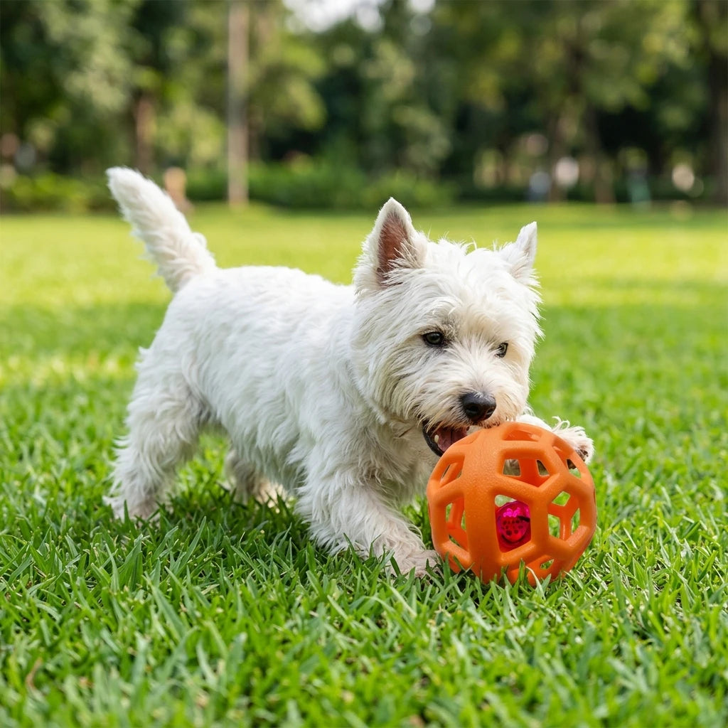 Textured Dog Chew Ball — dog chewing