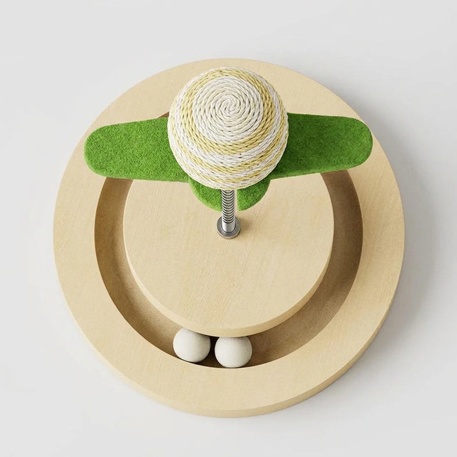 Sisal Spring Cat Toy with Ball Track — top view